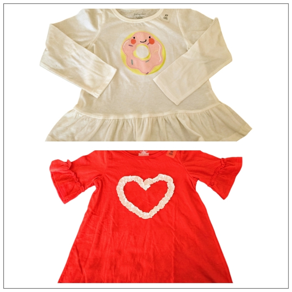 🥰NWT Girls White and Red shirt bundle size 4T.